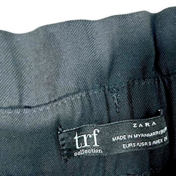 Zara TRF Collection Paperbag Tie Waist Trousers Pants, Black, Size Small - Picture 5 of 10